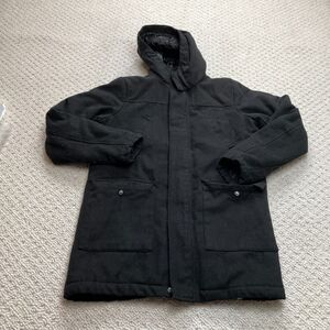 Twenty Twenty Jacket Womens XL 18/20 Black Quilted Lining Wool Hooded Snap Coat